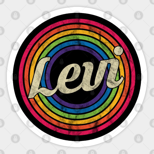 Levi - Retro Rainbow Faded-Style Sticker by MaydenArt